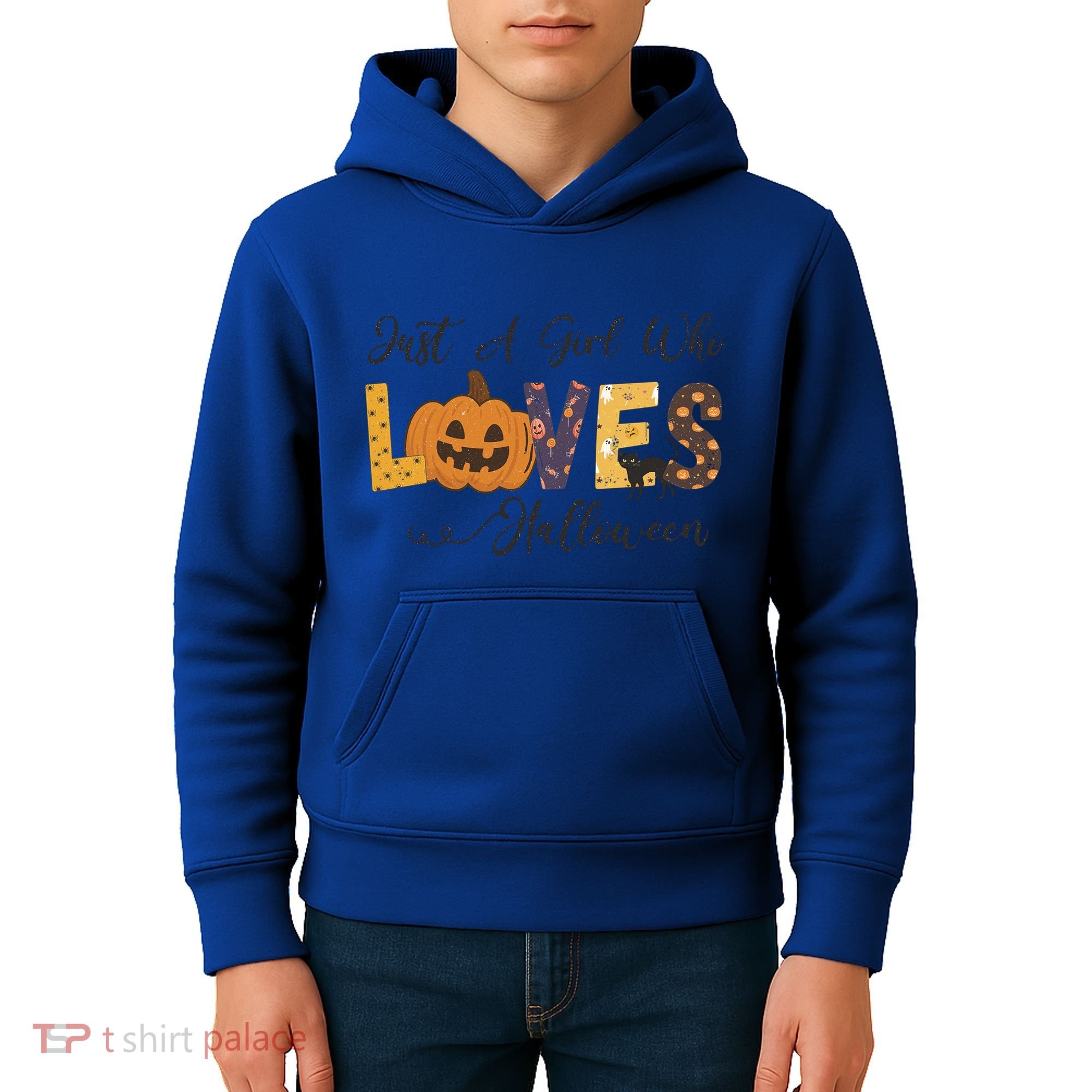 Just A Who Loves Halloween Pumpkin Ghost Black Cat Gift Kids Hoodie