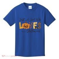 Just A Who Loves Halloween Pumpkin Ghost Black Cat Gift Kids T-Shirt thumb 0