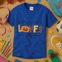 Just A Who Loves Halloween Pumpkin Ghost Black Cat Gift Kids T-Shirt thumb 3