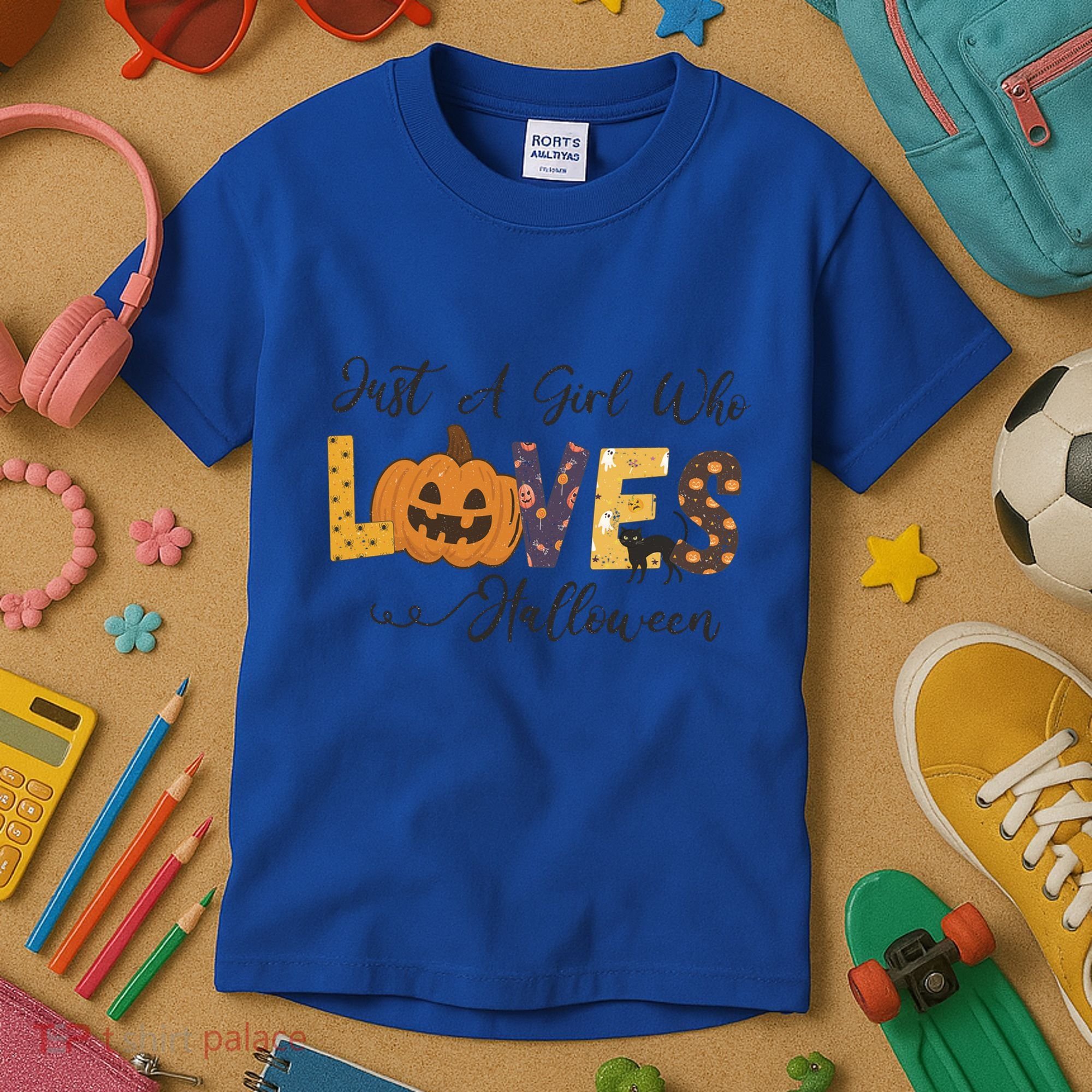 Just A Who Loves Halloween Pumpkin Ghost Black Cat Gift Kids T-Shirt