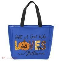 Just A Who Loves Halloween Pumpkin Ghost Black Cat Gift Tote Bag thumb 0