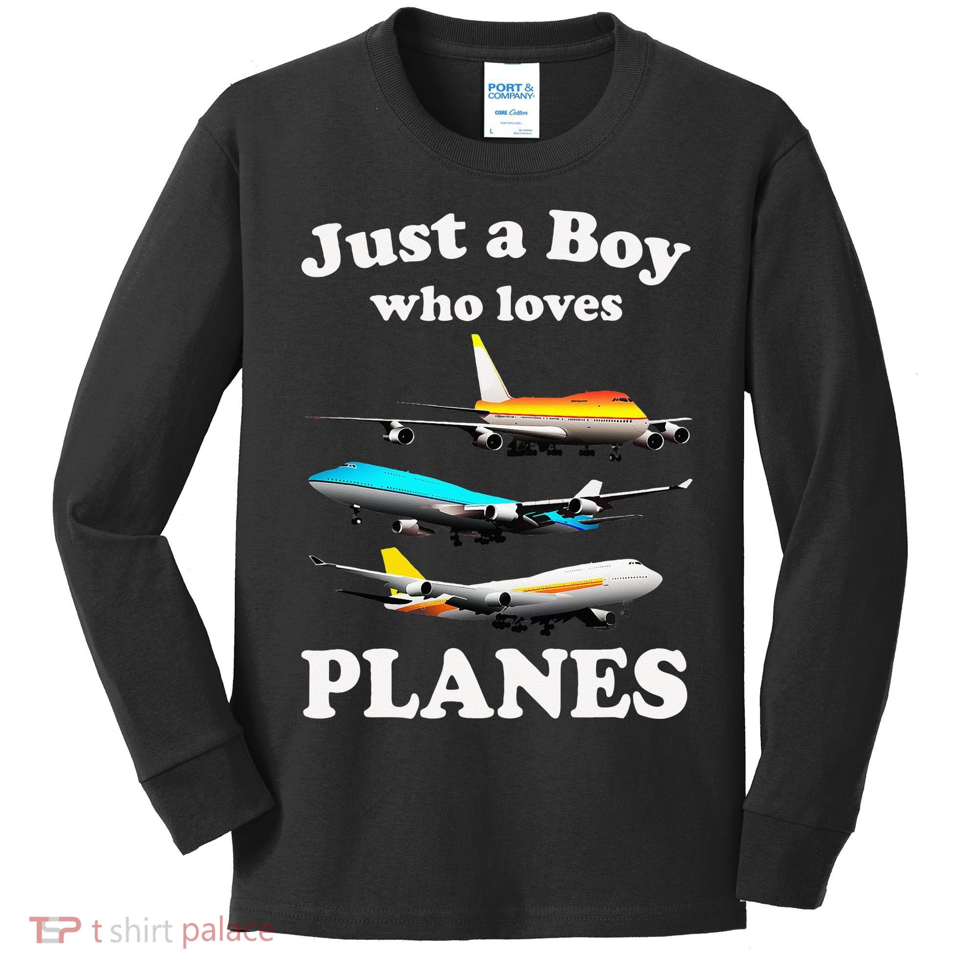 Just A Who Loves Planes Airplane Lover Kids Long Sleeve Shirt