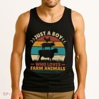 Just A Who Loves Farm Animals Lover Funny Tank Top thumb 3