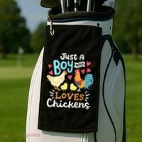Just A Who Loves Chickens Farm Chicken Golf Towel thumb 2