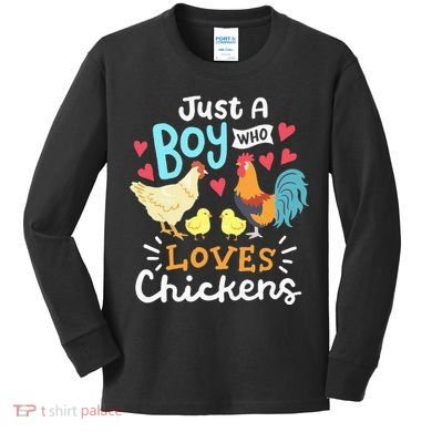 Just A Who Loves Chickens Farm Chicken Kids Long Sleeve Shirt