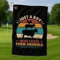Just A Who Loves Farm Funny Animals Lover Golf Towel thumb 1