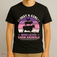 Just A Who Loves Farm Animals Lover  Farmer T-Shirt thumb 3