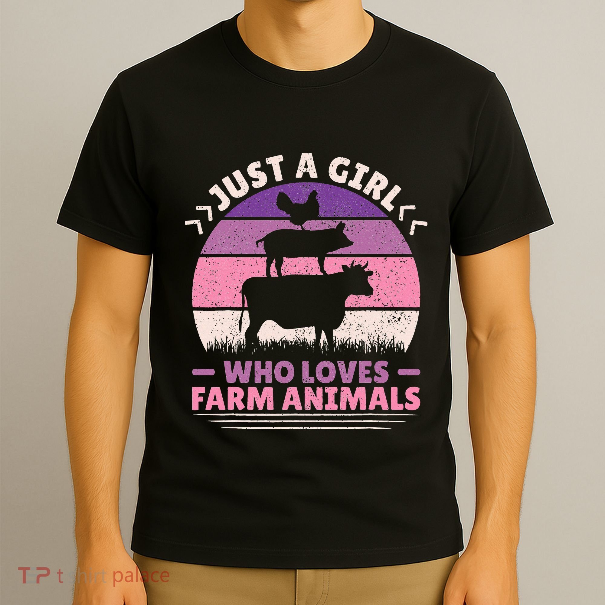 Just A Who Loves Farm Animals Lover  Farmer T-Shirt