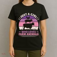 Just A Who Loves Farm Animals Lover  Farmer T-Shirt thumb 4