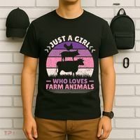 Just A Who Loves Farm Animals Lover  Farmer T-Shirt thumb 6