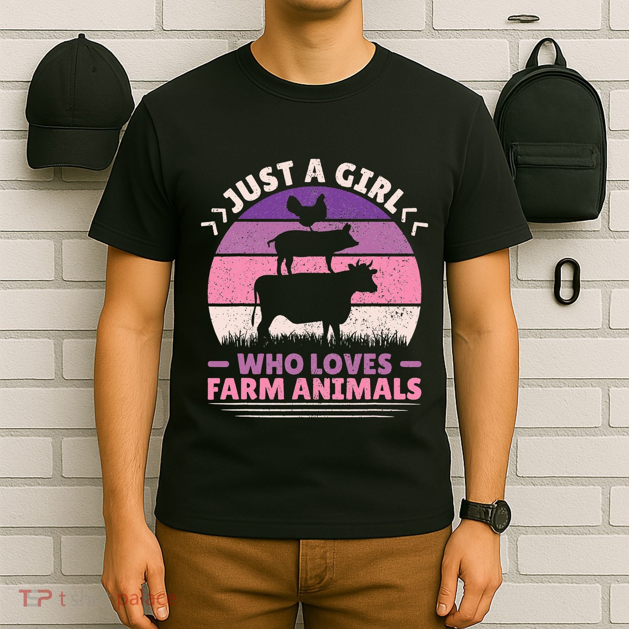 Just A Who Loves Farm Animals Lover  Farmer T-Shirt