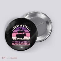 Just A Who Loves Farm Animals Lover  Farmer Button thumb 0