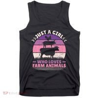 Just A Who Loves Farm Animals Lover  Farmer Tank Top thumb 0