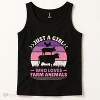 Just A Who Loves Farm Animals Lover  Farmer Tank Top thumb 2