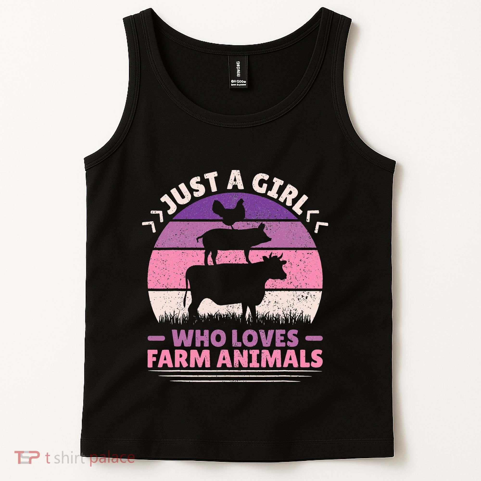 Just A Who Loves Farm Animals Lover  Farmer Tank Top