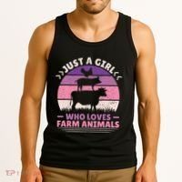Just A Who Loves Farm Animals Lover  Farmer Tank Top thumb 3