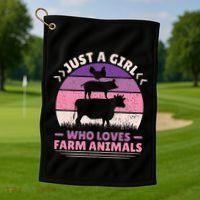 Just A Who Loves Farm Animals Lover  Farmer Golf Towel thumb 1