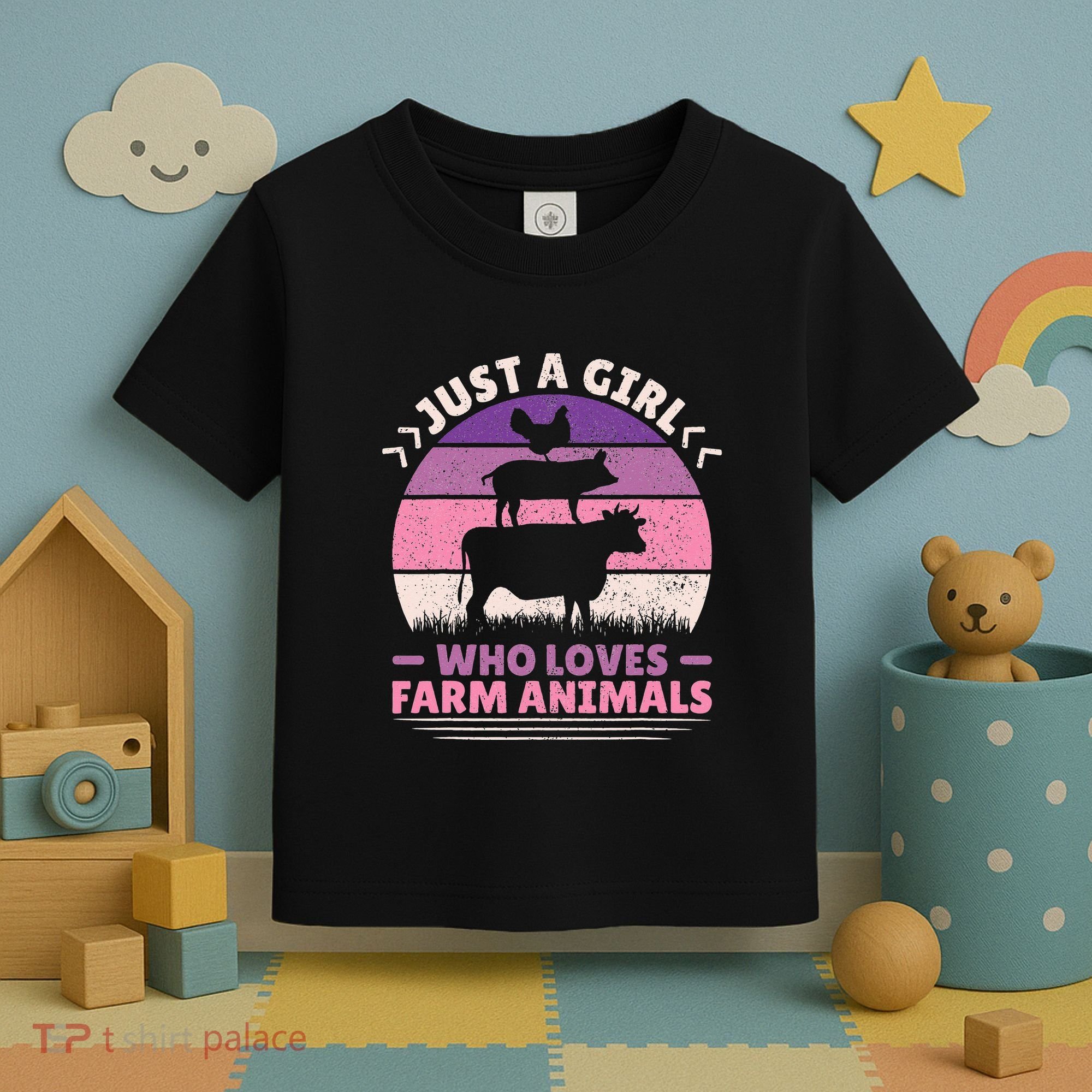 Just A Who Loves Farm Animals Lover  Farmer Toddler T-Shirt