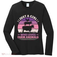 Just A Who Loves Farm Animals Lover  Farmer Women's Long Sleeve Shirt thumb 0