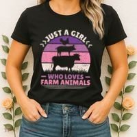 Just A Who Loves Farm Animals Lover  Farmer Women's T-Shirt thumb 2