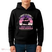 Just A Who Loves Farm Animals Lover  Farmer Kids Hoodie thumb 4