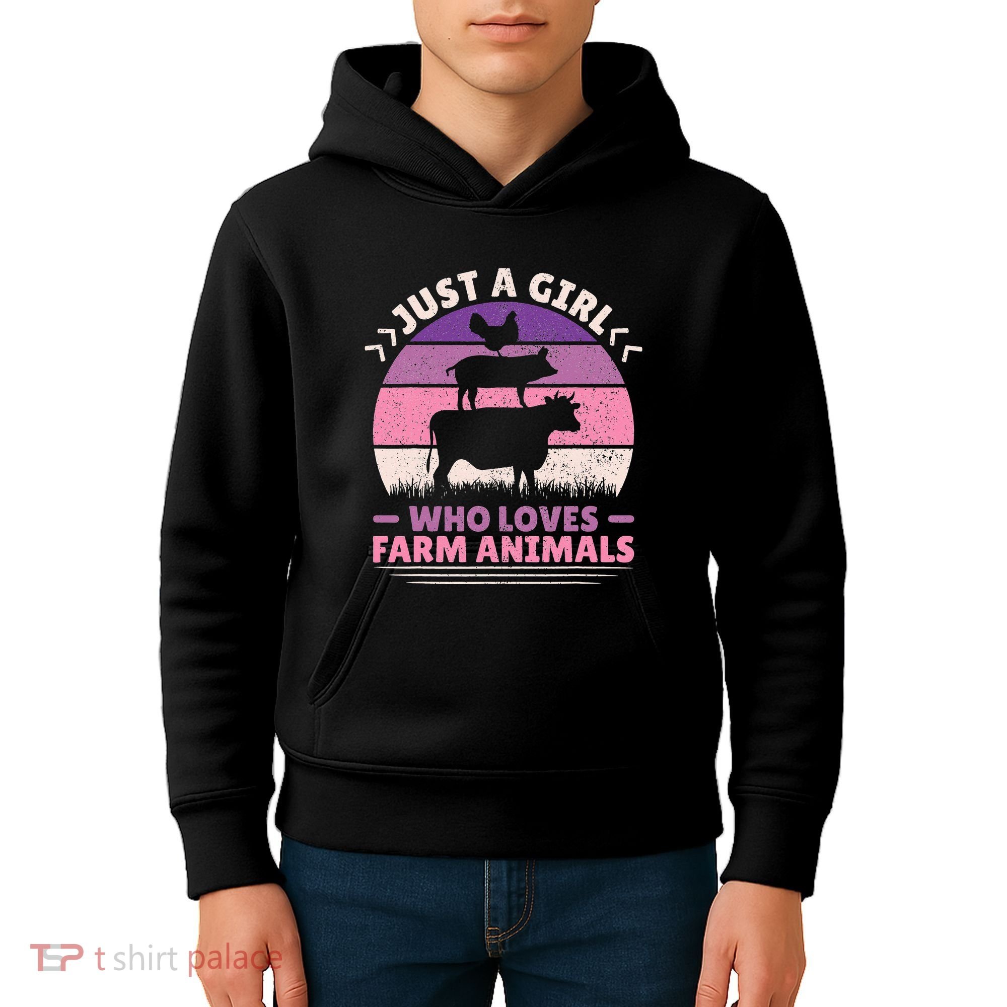 Just A Who Loves Farm Animals Lover  Farmer Kids Hoodie