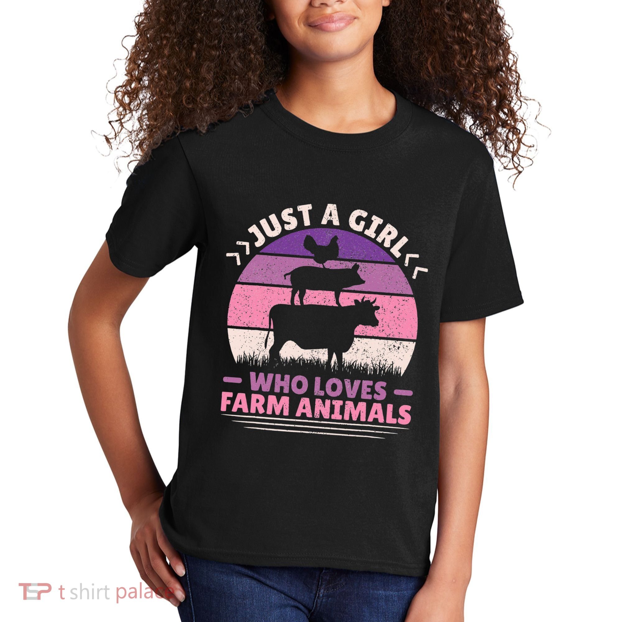 Just A Who Loves Farm Animals Lover  Farmer Kids T-Shirt