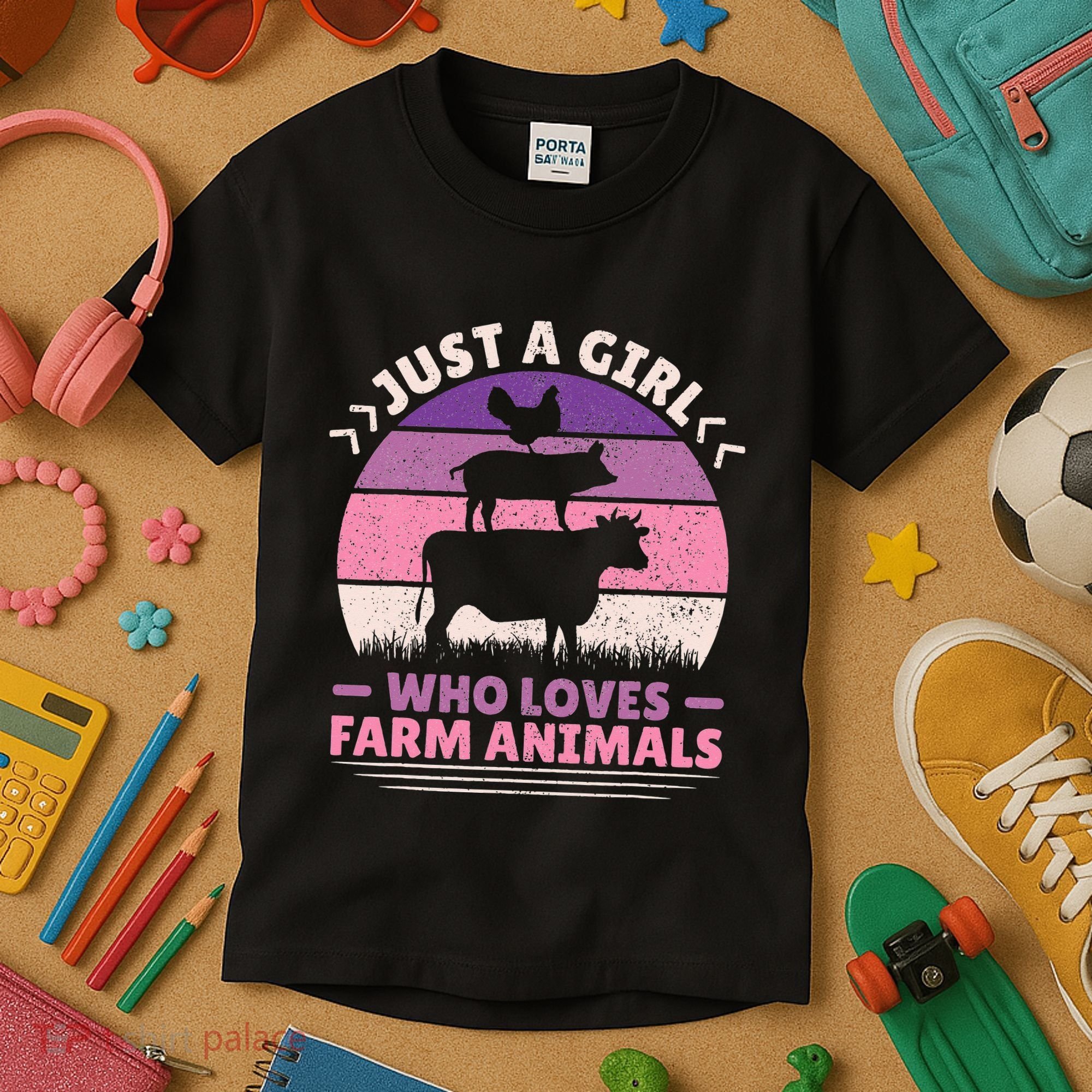 Just A Who Loves Farm Animals Lover  Farmer Kids T-Shirt