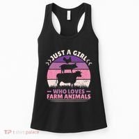 Just A Who Loves Farm funny Animals Lover Women's Tank Top thumb 0