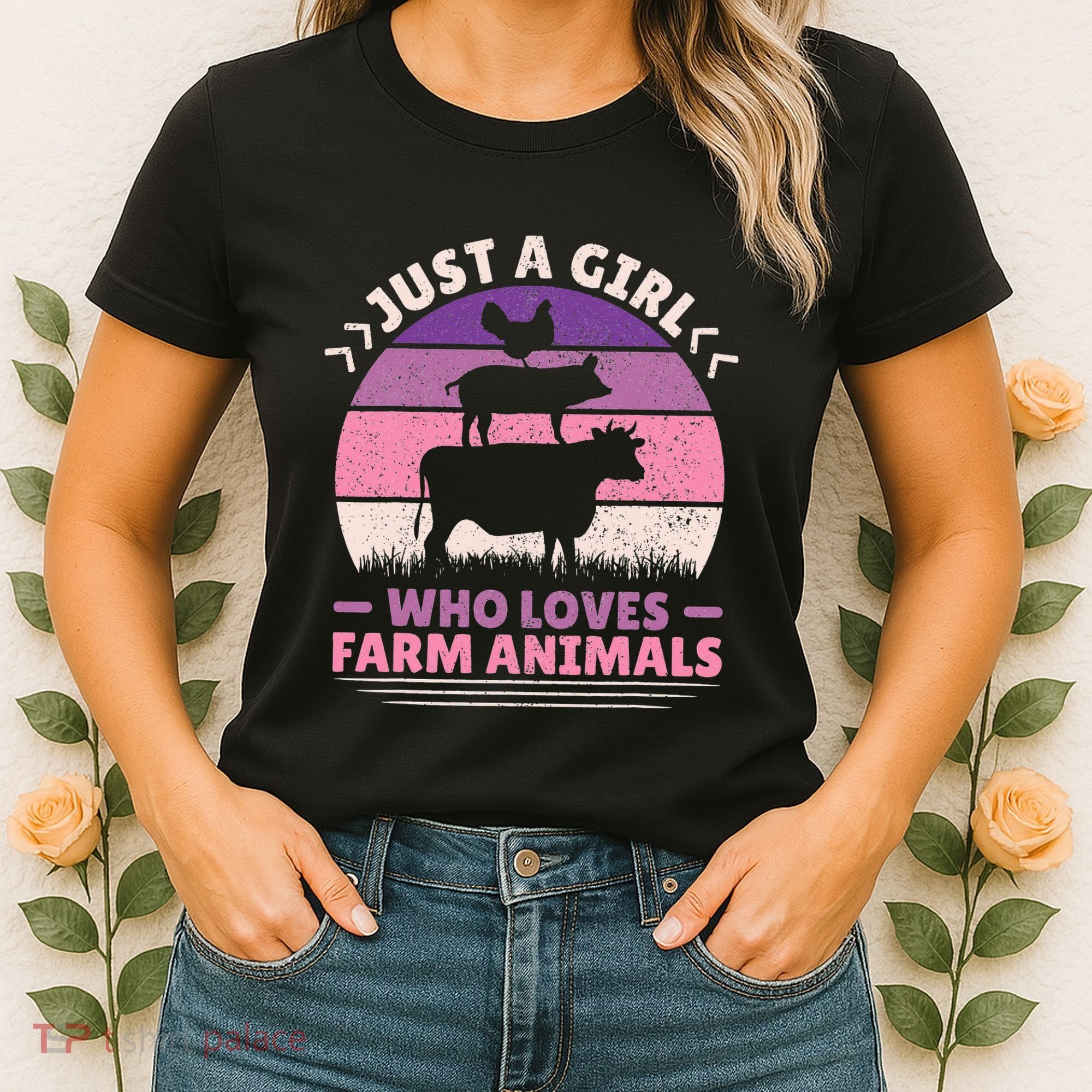 Just A Who Loves Farm funny Animals Lover Women's T-Shirt
