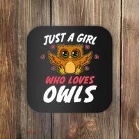 Just A Who Loves Owls Bird Nature Lover  Gift Coaster thumb 0