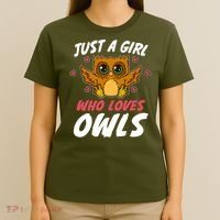 Just A Who Loves Owls Bird Nature Lover  Gift T-Shirt thumb 4