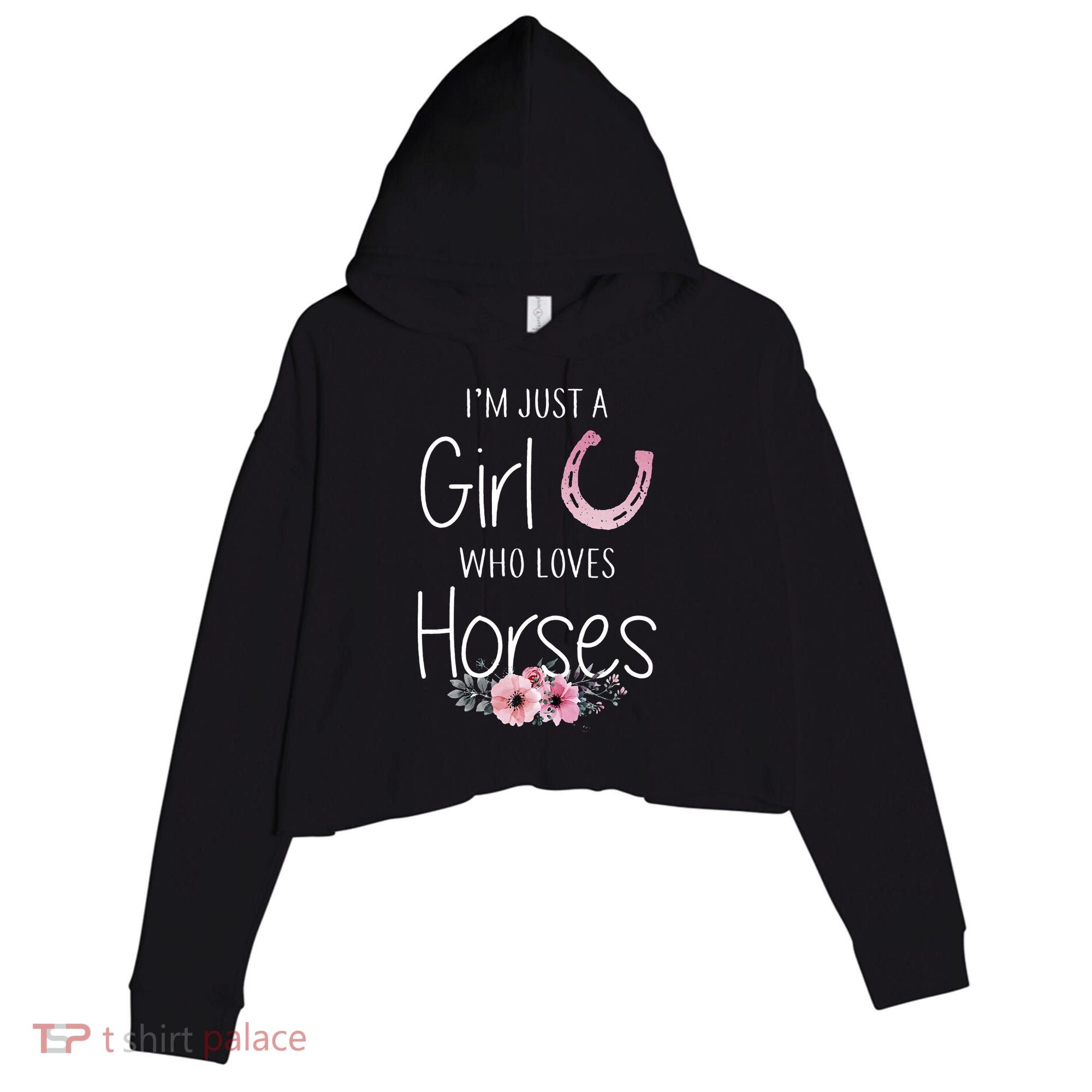 Just A Who Loves Horses Horse Crop Fleece Hoodie