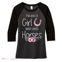 Just A Who Loves Horses Horse Women's Tri-Blend 3/4-Sleeve Raglan Shirt thumb 0