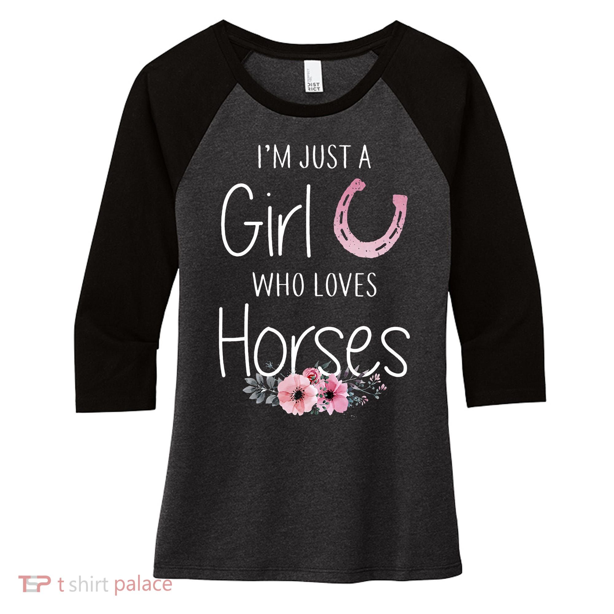 Just A Who Loves Horses Horse Women's Tri-Blend 3/4-Sleeve Raglan Shirt
