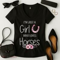 Just A Who Loves Horses Horse Women's V-Neck T-Shirt thumb 2