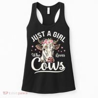 Just a  Who Loves Cows Funny Cute Cow for Girls  Women's Tank Top thumb 0