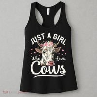 Just a  Who Loves Cows Funny Cute Cow for Girls  Women's Tank Top thumb 3