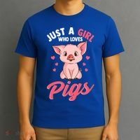 Just A Who Loves Pigs Hog Lover Cute Farmer Gift T-Shirt thumb 3