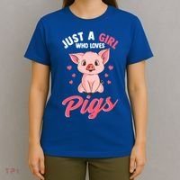 Just A Who Loves Pigs Hog Lover Cute Farmer Gift T-Shirt thumb 4