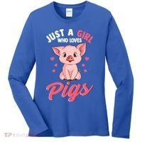 Just A Who Loves Pigs Hog Lover Cute Farmer Gift Women's Long Sleeve Shirt thumb 0