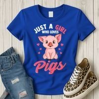 Just A Who Loves Pigs Hog Lover Cute Farmer Gift Women's T-Shirt thumb 3