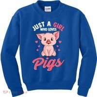 Just A Who Loves Pigs Hog Lover Cute Farmer Gift Kids Sweatshirt thumb 0