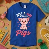 Just A Who Loves Pigs Hog Lover Cute Farmer Gift Kids T-Shirt thumb 3