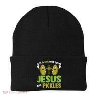 Just A Who Loves Jesus And Pickles Christian Pickles Beanie thumb 0
