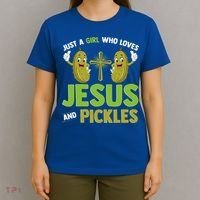Just A Who Loves Jesus And Pickles Christian Pickles T-Shirt thumb 4