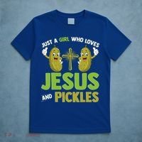 Just A Who Loves Jesus And Pickles Christian Pickles T-Shirt thumb 5