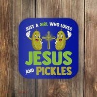 Just A Who Loves Jesus And Pickles Christian Pickles Coaster thumb 0