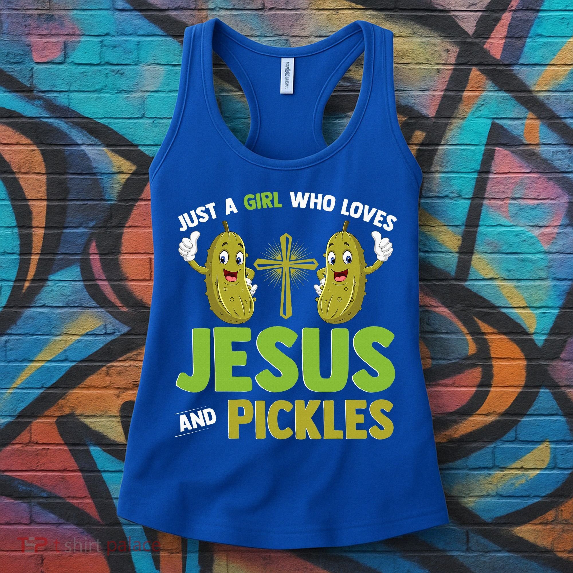 Just A Who Loves Jesus And Pickles Christian Pickles Women's Tank Top