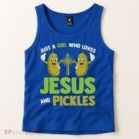 Just A Who Loves Jesus And Pickles Christian Pickles Tank Top thumb 2